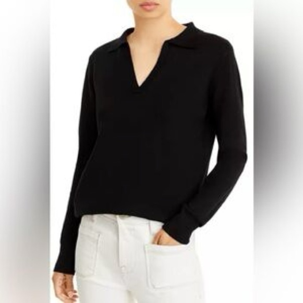 Revolve LBLC the Label Classic Black Callie V-Neck Collared Sweater XS NWT